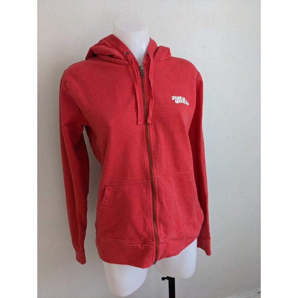 Pantagonia Size Small Zip Up Hoodie Hooded Jacket Red Cotton Blend Long Sleeves - Picture 4 of 11